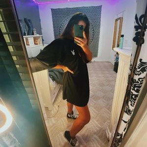 Playboy misguided black graphic back tshirt dress